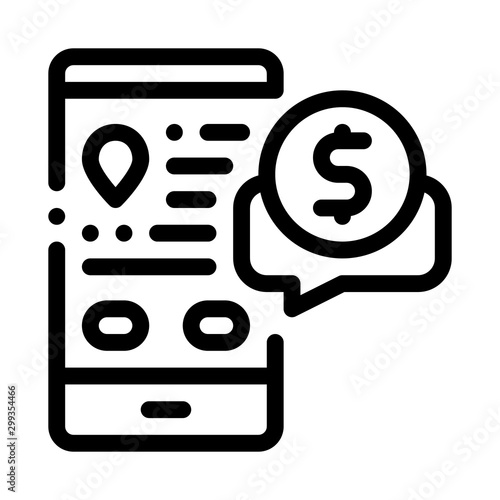 Online Chat Taxi Pricing Agreement Icon Vector Thin Line. Contour Illustration