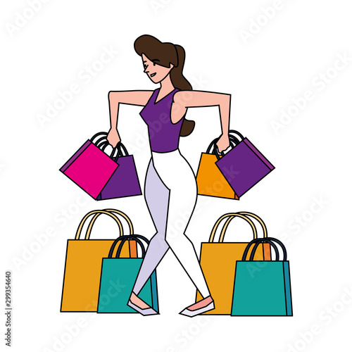 Isolated woman shopping vector design