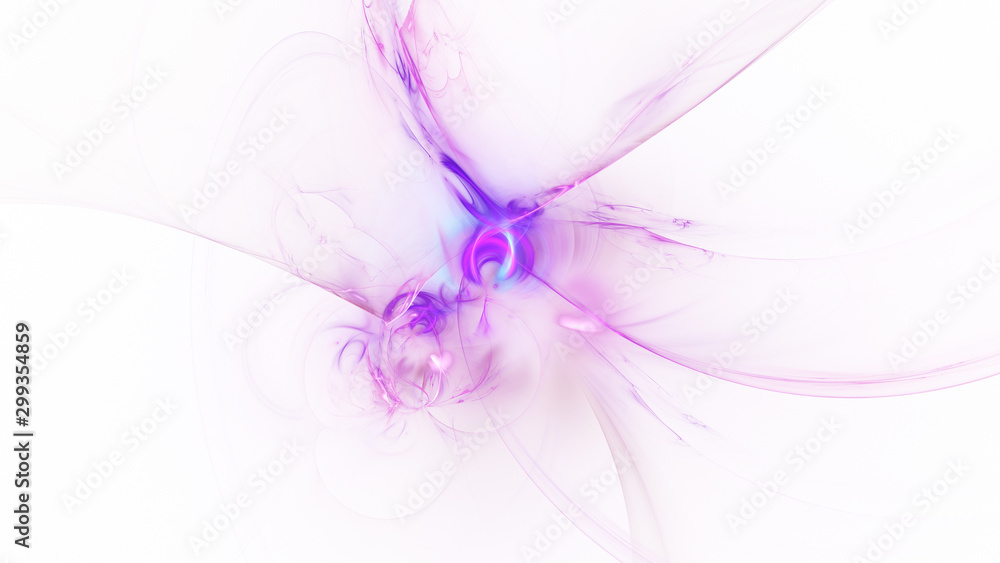 Abstract transparent violet crystal shapes. Fantasy light background. Digital fractal art. 3d rendering.