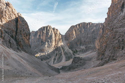 view from passo principe to passo molignon in the dolomites photo