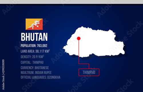Bhutan country infographic with flag and map creative design
