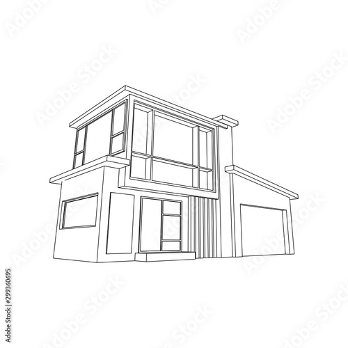 Architecture Building construction design line art isolated images
