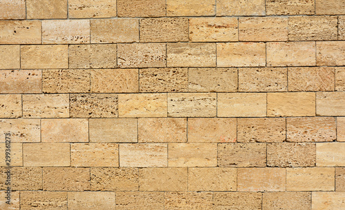 Shell Limestone Blocks Wall. Shell limestone wall texture background.