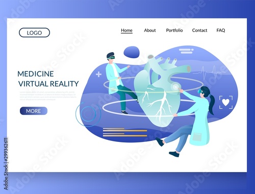 Medicine virtual reality vector website landing page design template