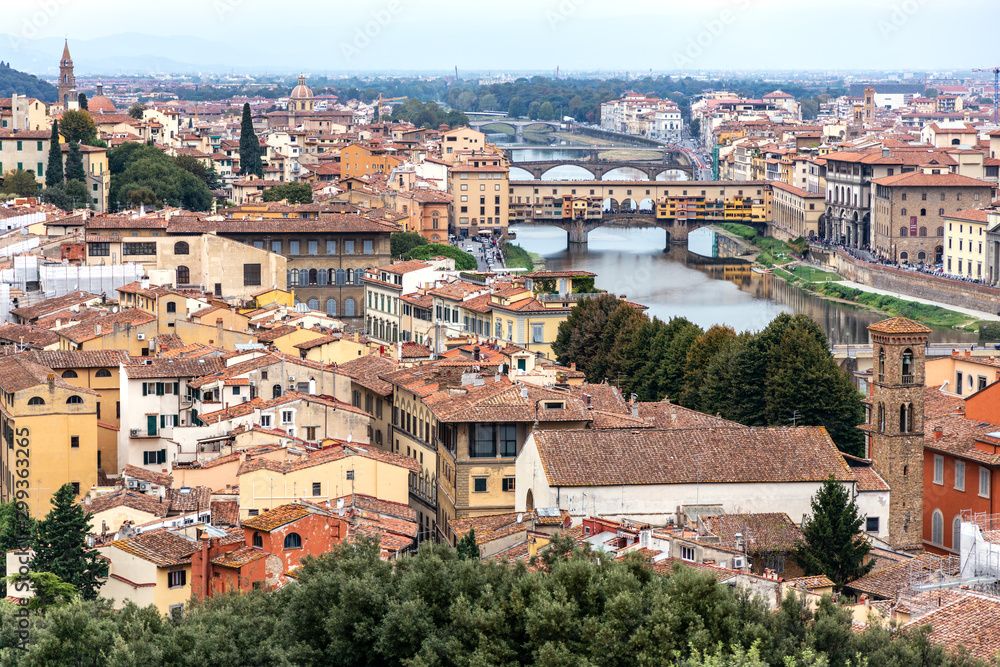 FLORENCE, TUSCANY/ITALY - OCTOBER 20 : Skyline of Florence on October 20, 2019