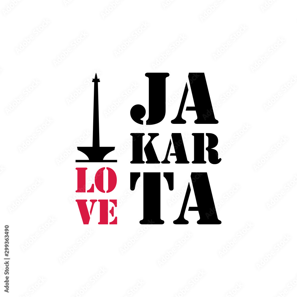I love Jakarta Word Text with Handwritten Font and Red Love Hearts Vector Image Illustration I love Jakarta Word Text with Handwritten Font and Red Love Hearts Vector Image Illustration