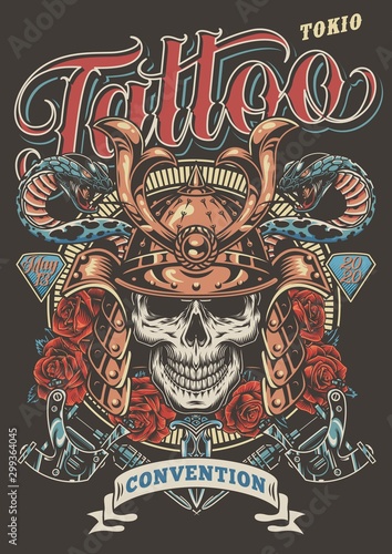 Colorful tattoo festival advertising poster