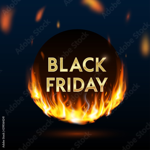 Fire flames Black Friday banner black