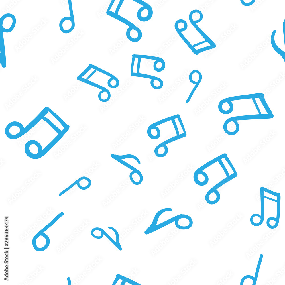Music doodle icons seamless pattern. Hand drawn musical notes texture background. Music doodle icons seamless pattern. Hand drawn musical notes texture background.