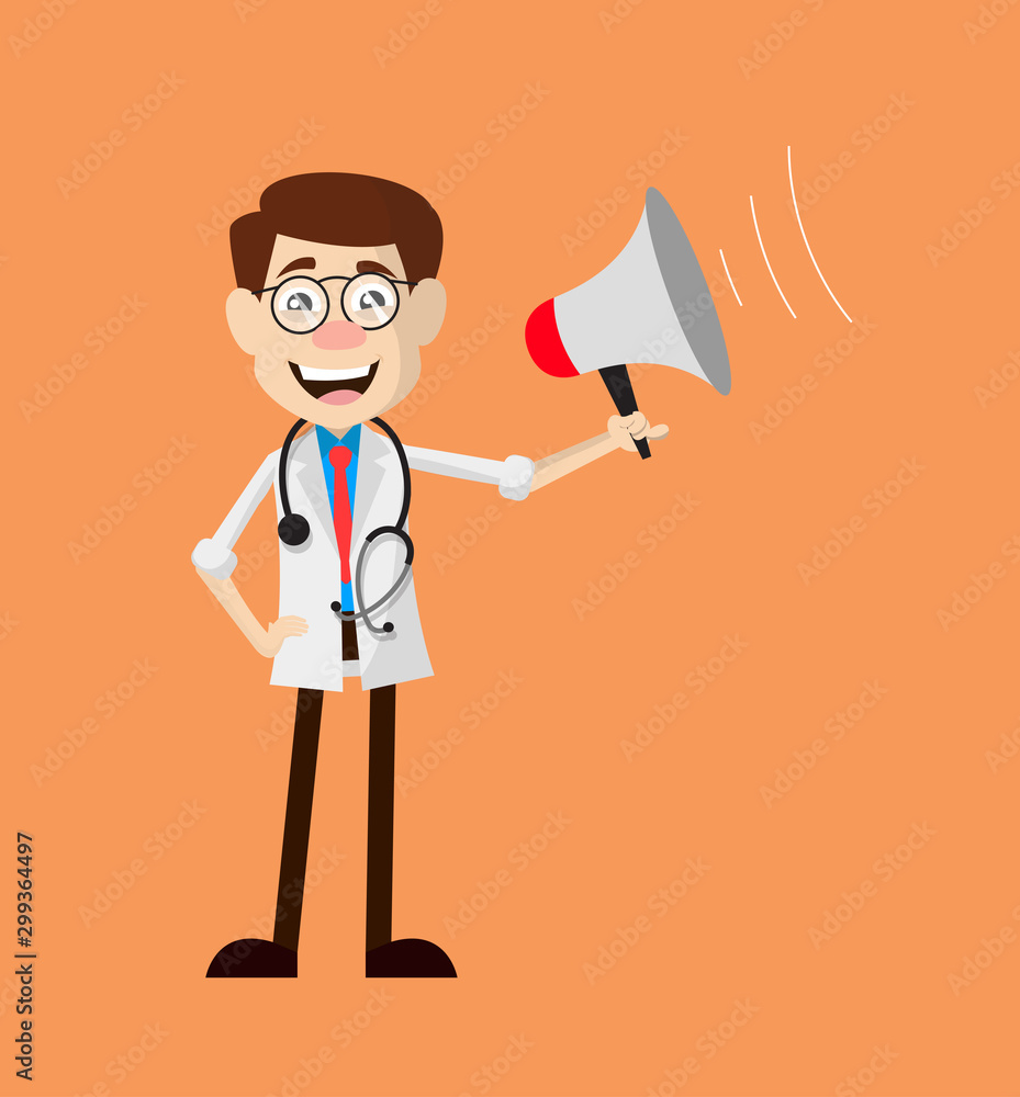 Physician Doctor - Standing with Loudhailer Physician Doctor - Standing with Loudhailer