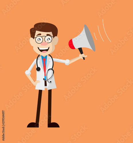 Physician Doctor - Standing with Loudhailer