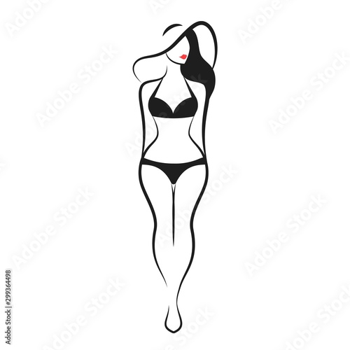 Woman in a bikini and a hat