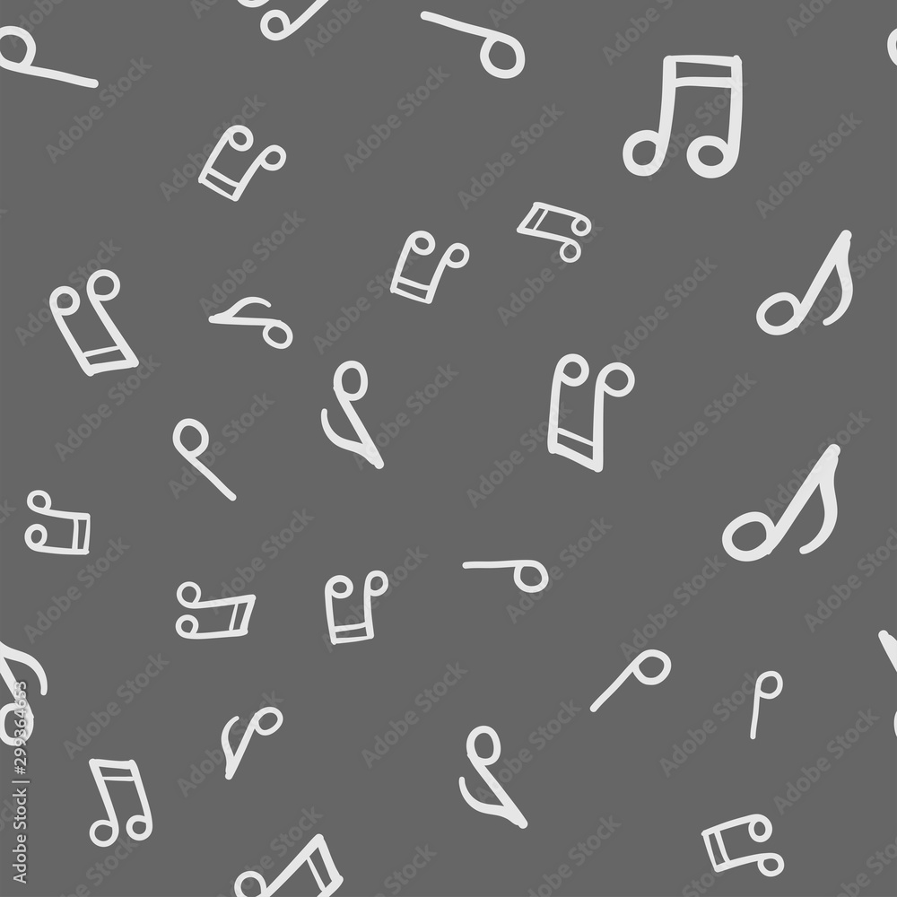 Music doodle icons seamless pattern. Hand drawn musical notes texture background. Music doodle icons seamless pattern. Hand drawn musical notes texture background.