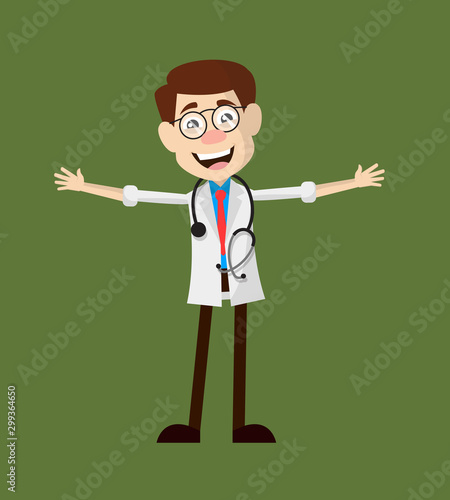 Physician Doctor - In Cheerful Pose