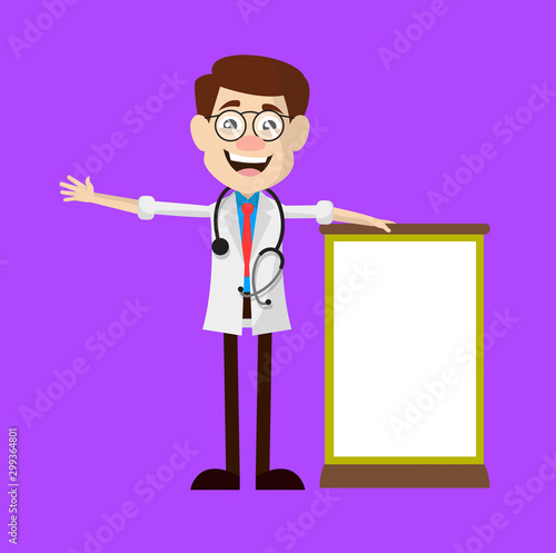 Physician Doctor - Standing with a Blank Board