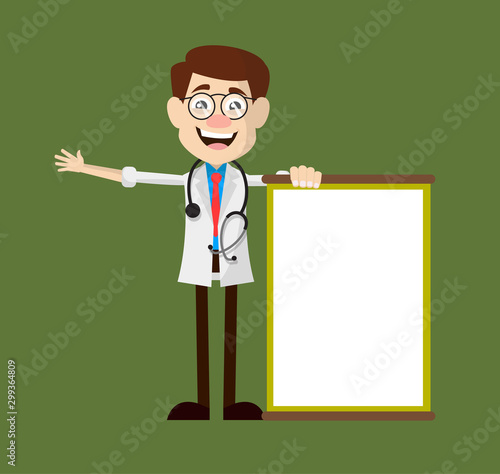 Physician Doctor - Joyfully Presenting a Blank  Board