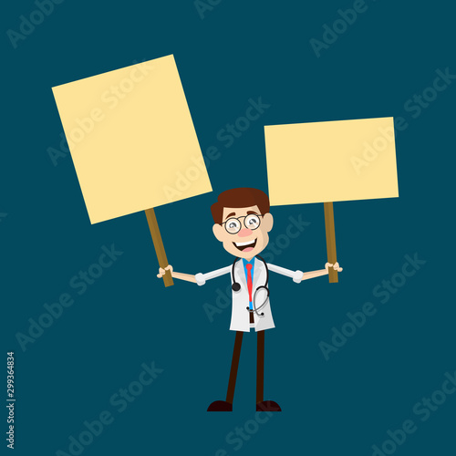 Physician Doctor - Holding Placards in Both Hands