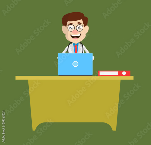 Physician Doctor - Working on Laptop