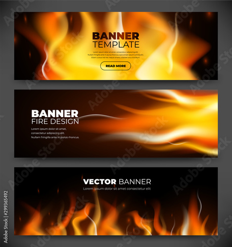 Abstract banner fire design template button