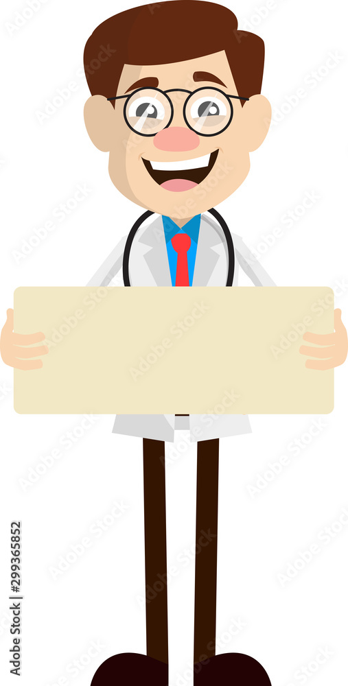 Physician Doctor - Standing with Message Board