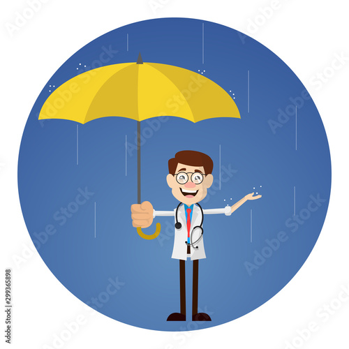 Physician Doctor - Standing in Rain with Umbrella