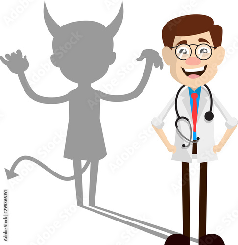 Physician Doctor - Devil person Standing with Fake Smile