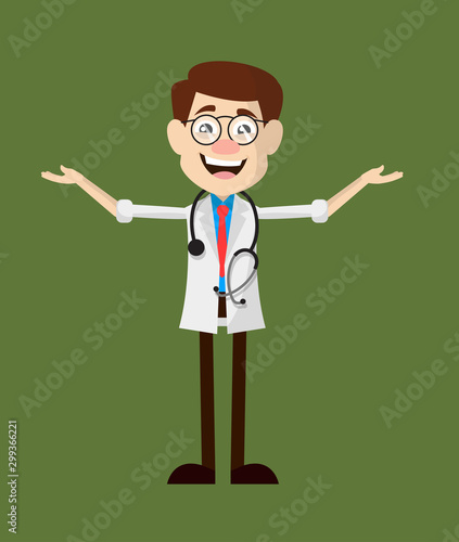 Physician Doctor - Standing in Presenting Pose