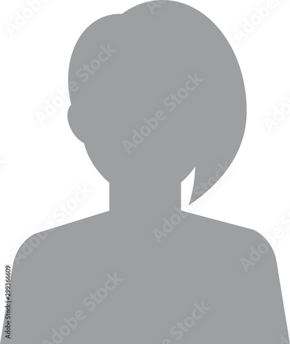 Default avatar profile icon. Grey photo placeholder. Hand drawn, modern, woman avatar profile icon (or portrait icon). User flat avatar icon, sign, profile female symbol.