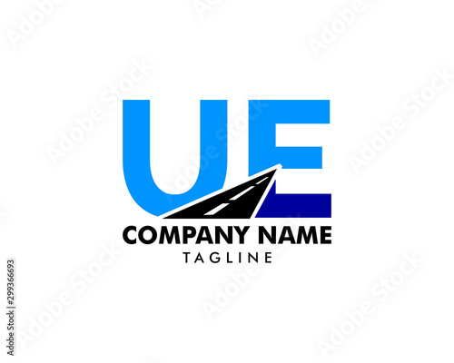 Road Way Letter UE Icon Logo Vector Template