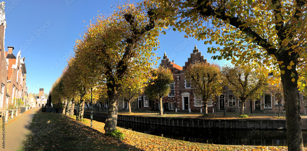 Panorama from autumn in Sloten, Friesland, The Netherlands