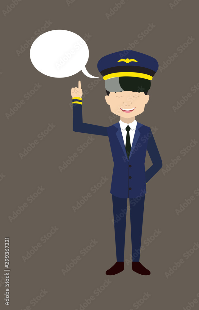 Pilot - Smiling and Pointing to Speech Bubble