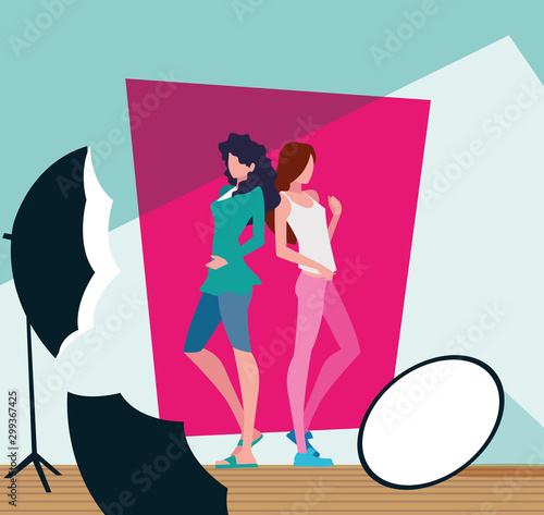 Supermodels avatar women in studio vector design