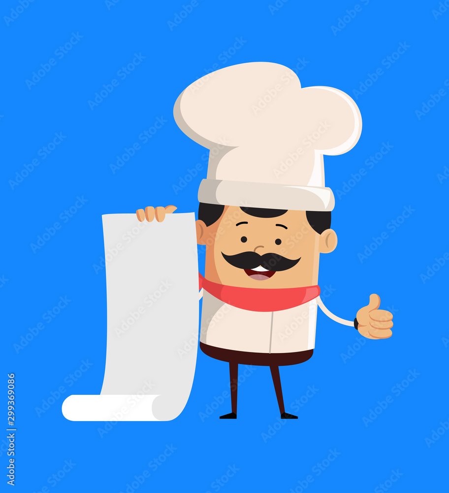Professional Cute Chef - Holding a Paper Scroll and Showing Thumbs Up Professional Cute Chef - Holding a Paper Scroll and Showing Thumbs Up