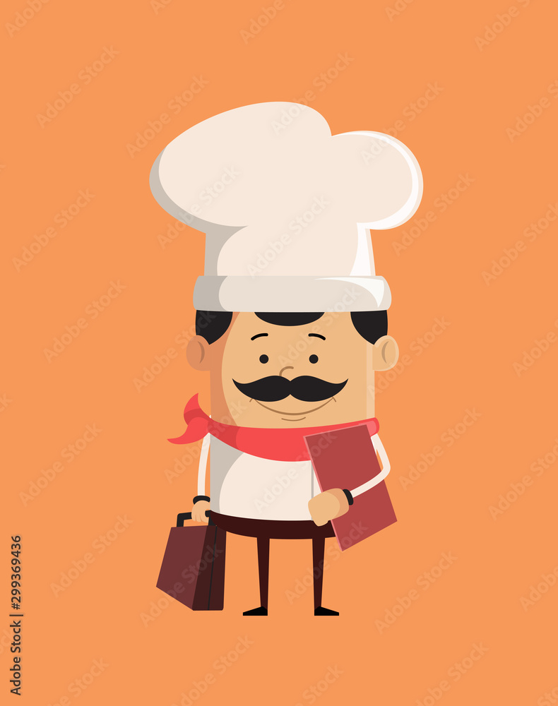 Professional Cute Chef - Standing with File and Briefcase Professional Cute Chef - Standing with File and Briefcase