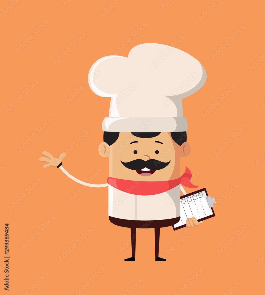 Professional Cute Chef - Holding a Checklist and Showing with Hand Gesture Professional Cute Chef - Holding a Checklist and Showing with Hand Gesture