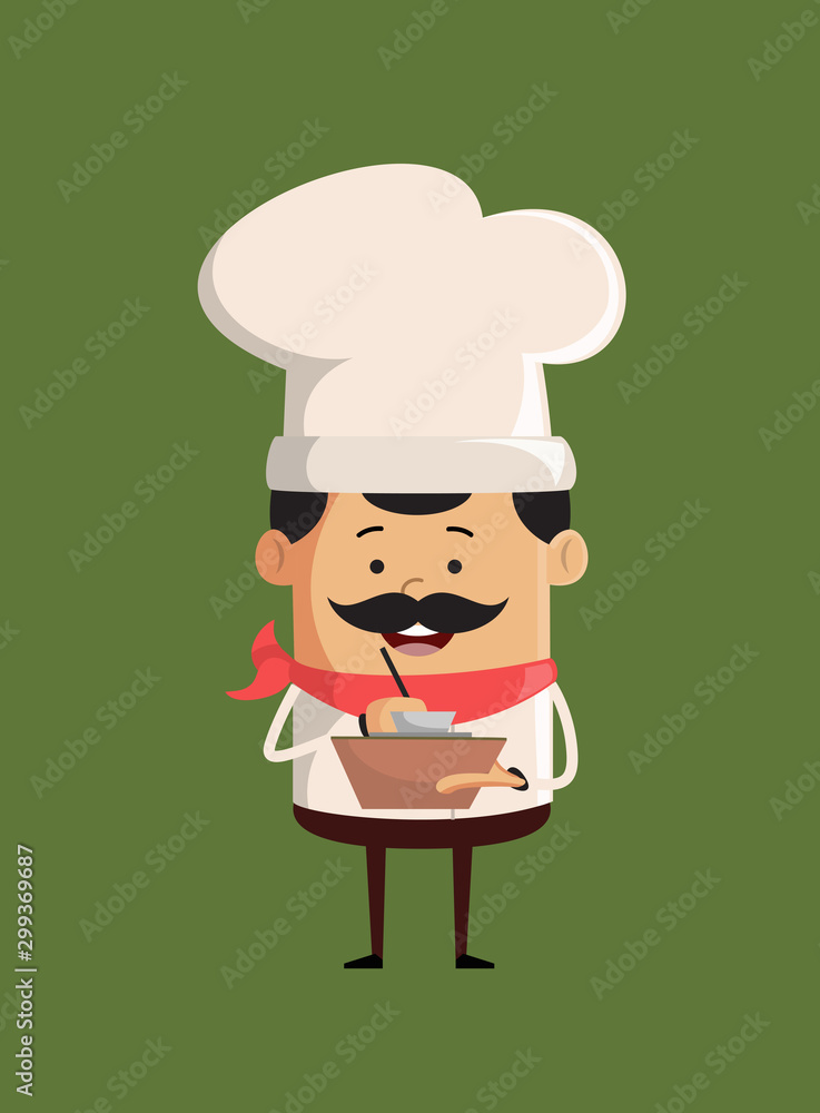 Professional Cute Chef - Preparing Report in Happy Mood Professional Cute Chef - Preparing Report in Happy Mood