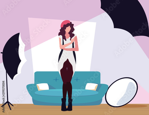Supermodel avatar woman in studio vector design