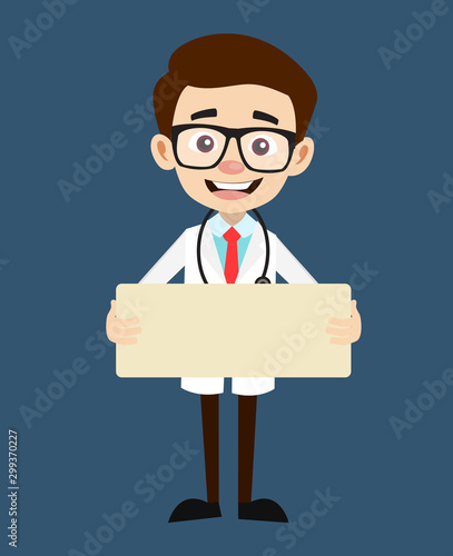 Professional Doctor - Standing with Message Board