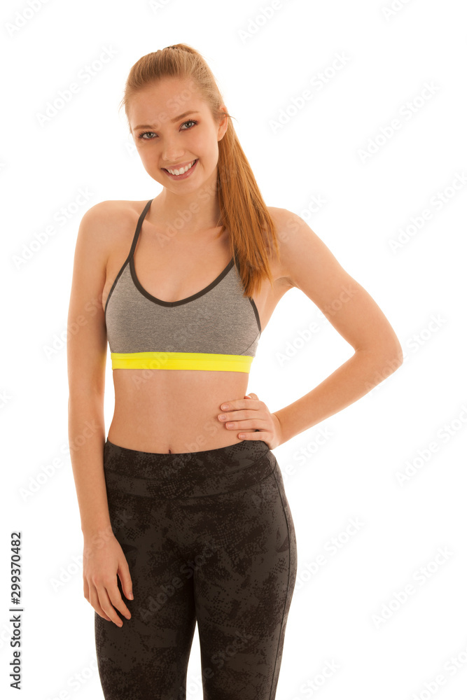 Beautiful young fit woman with great shape isolated over white background Beautiful young fit woman with great shape isolated over white background