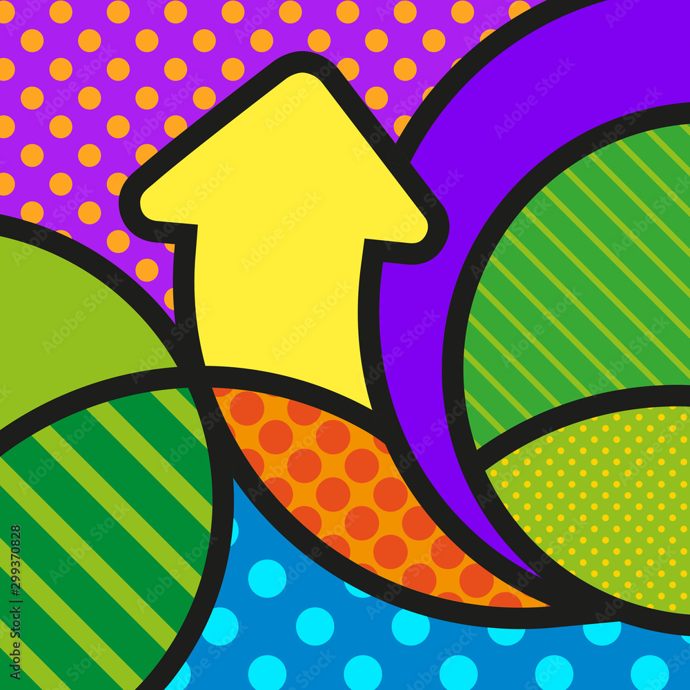 UP dotted arrow. Halftone effect vector templates pop art modern vector