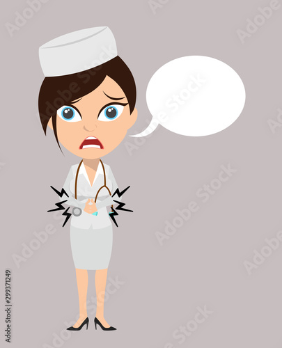 Professional Doctor - Feeling Pain in Stomach with Speech Bubble