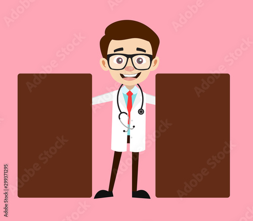 Professional Doctor - Standing with Two Boards