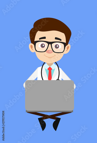 Professional Doctor - Sitting and Working on Laptop