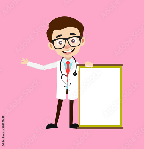 Professional Doctor - Joyfully Presenting a Blank  Board