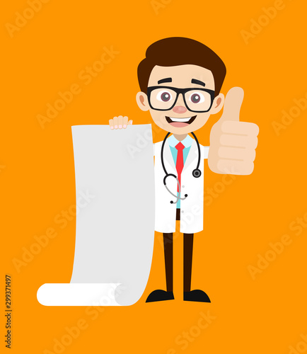 Professional Doctor - Holding a Paper Scroll and Showing Thumbs Up
