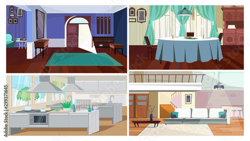 Home interior vector illustration set