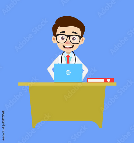 Professional Doctor - Working on Laptop