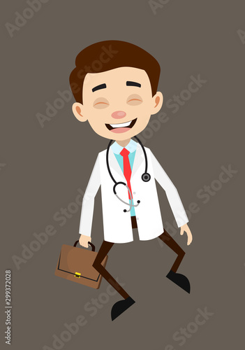 Professional Doctor - Cheerful Face with Holding Suitcase
