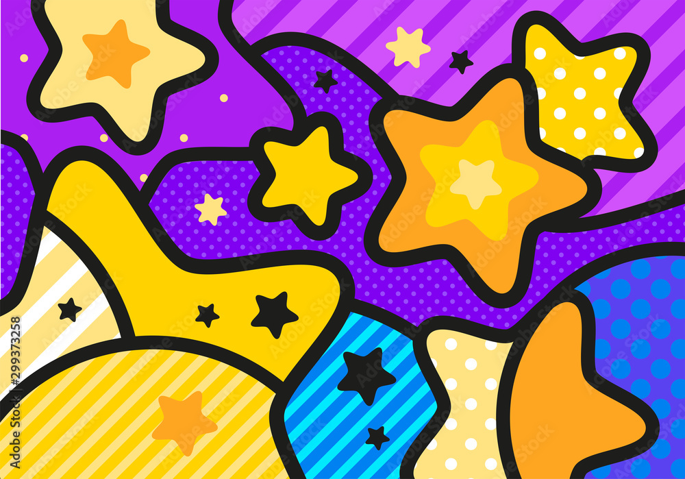 STAR SPACE pop art modern vector illustration for your design. Stock