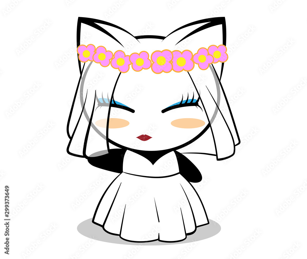 Cat action illustration on a white background. Animal action vector.